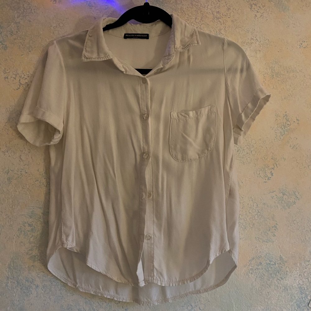 White short-sleeve button down Brandy Melville
